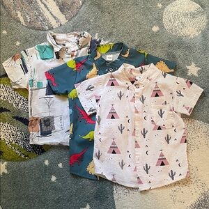 Set of 3 Kids' Short Sleeve Shirts with Fun Prints